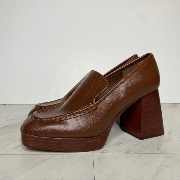 Steve Madden Etney Brown Square Toe Heeled Loafer 9 1/2 M - Picture 15 of 15